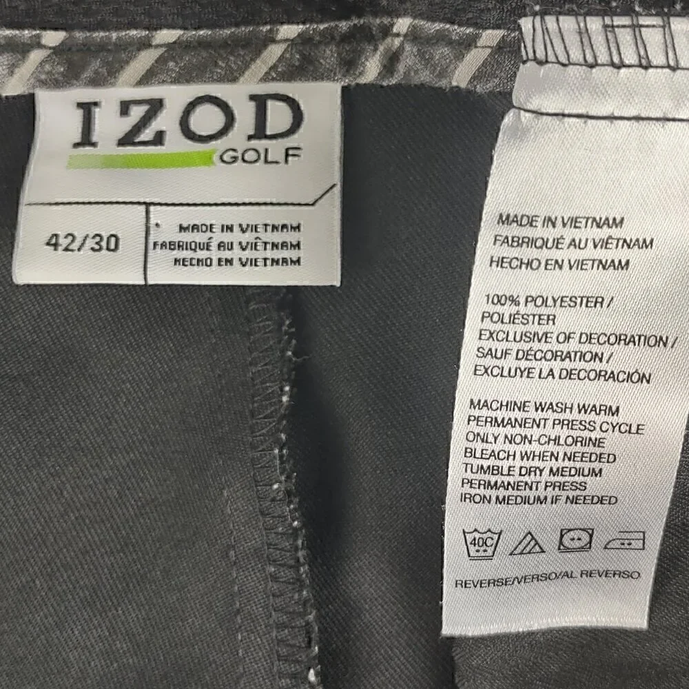 Izod Men's Black Grip Waistband Swingflex Golf Pants Size 42X30 - Picture 7 of 9